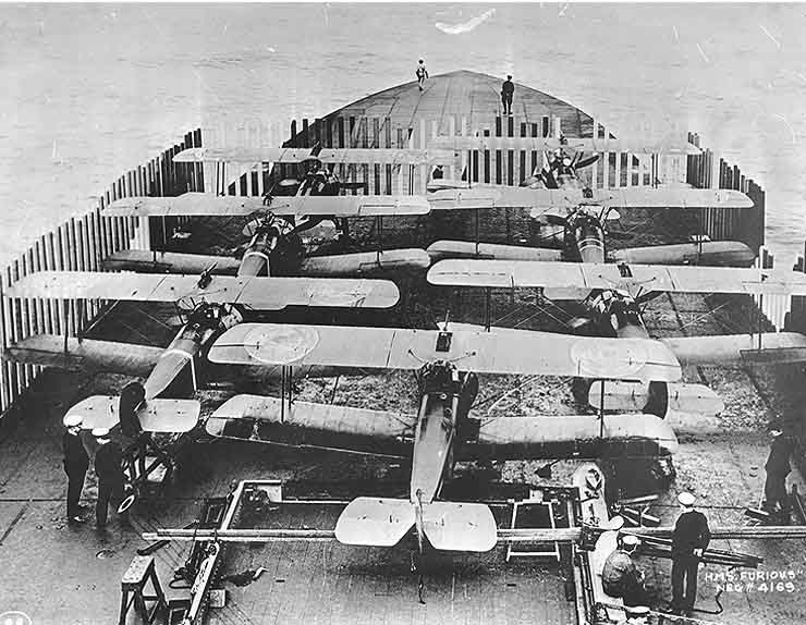 7 Sopwith Camels on Furious